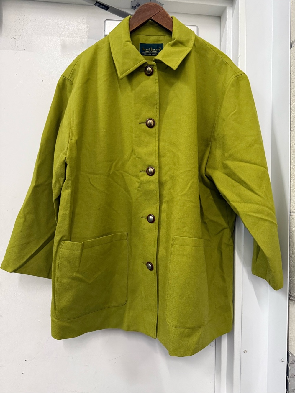 Harve Benard Chartreuse Button-Front Trench Coat